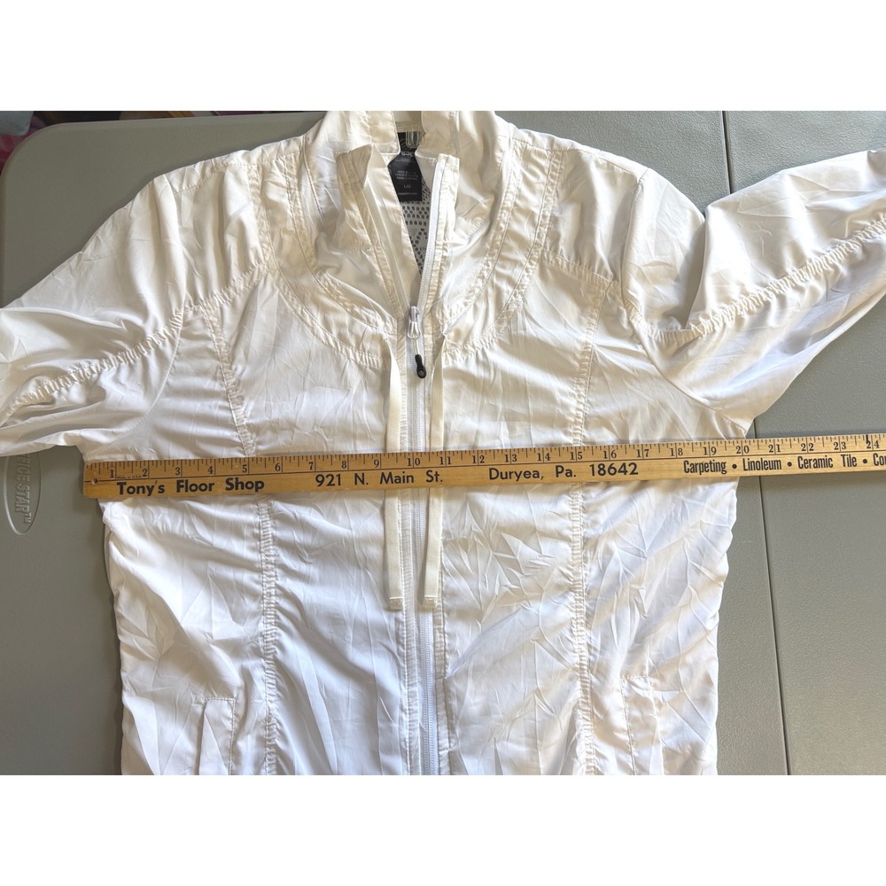 MPG‎ Sport Womens White Ruched Mesh Back Windbreaker Full Zip Golf Jacket Large - Picture 5 of 10